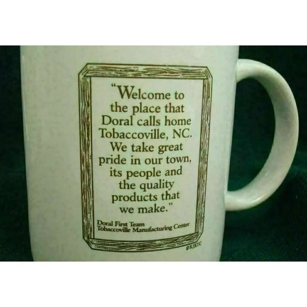 Village of Tobaccoville The Place Doral Calls Home Coffee Cup Mug Cigarettes Vtg